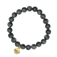 Grey jade beaded bracelet natural stone stretch style