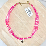 Hot pink bandana necklace with citrus charm