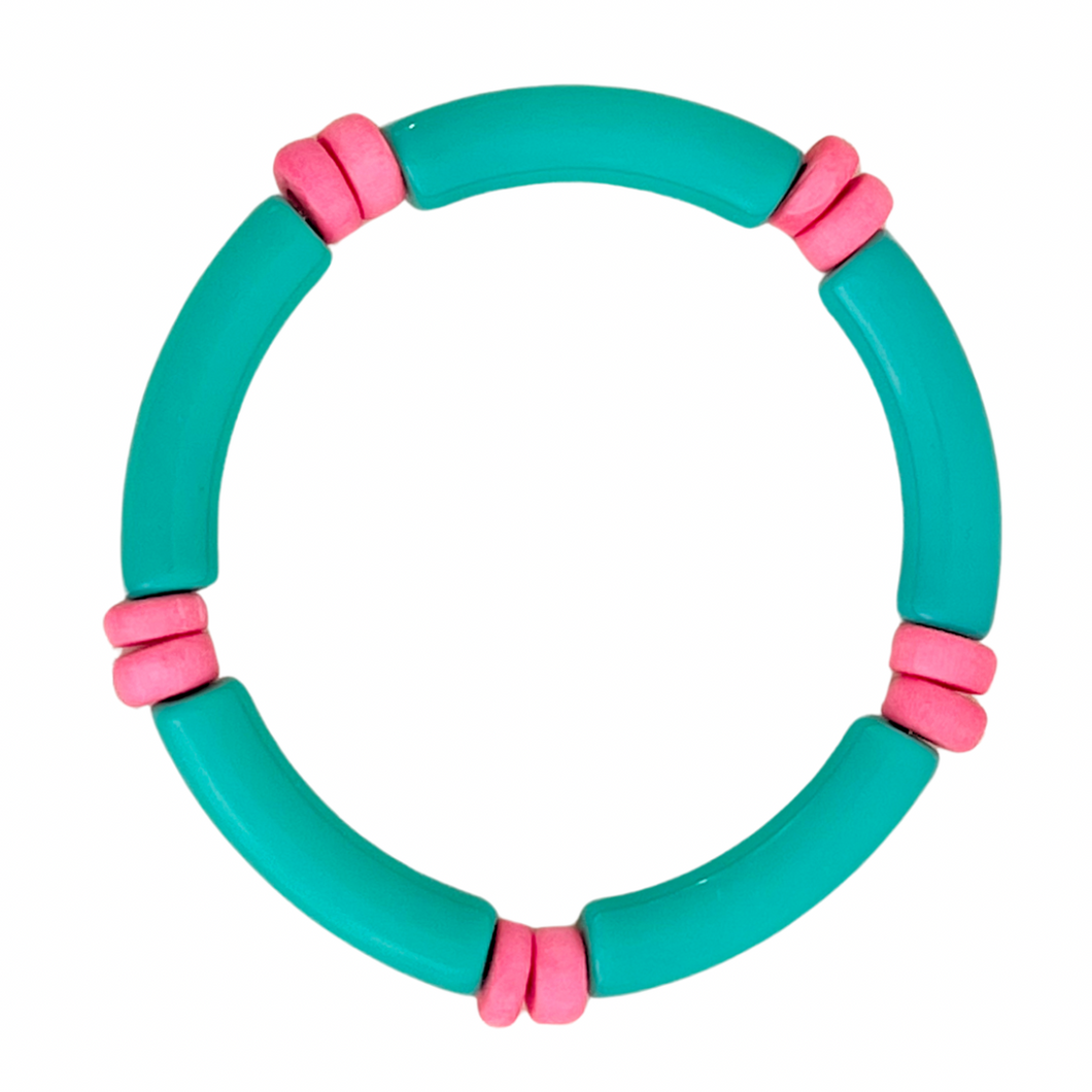 Go Team Bracelet - Aqua & Hot Pink