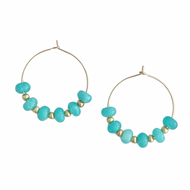 Gemstone Hoop Earrings - Aqua