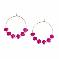 Gemstone Hoop Earrings - Magenta