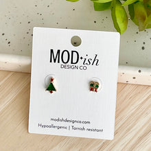Load image into Gallery viewer, Earrings on a &#39;MOD+ish Design Co&#39; card with a light background
