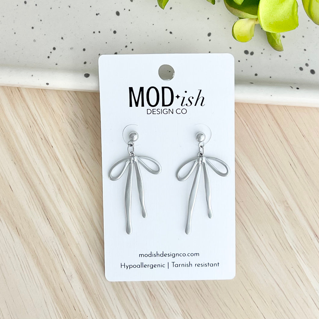 Bow Earrings - Silver