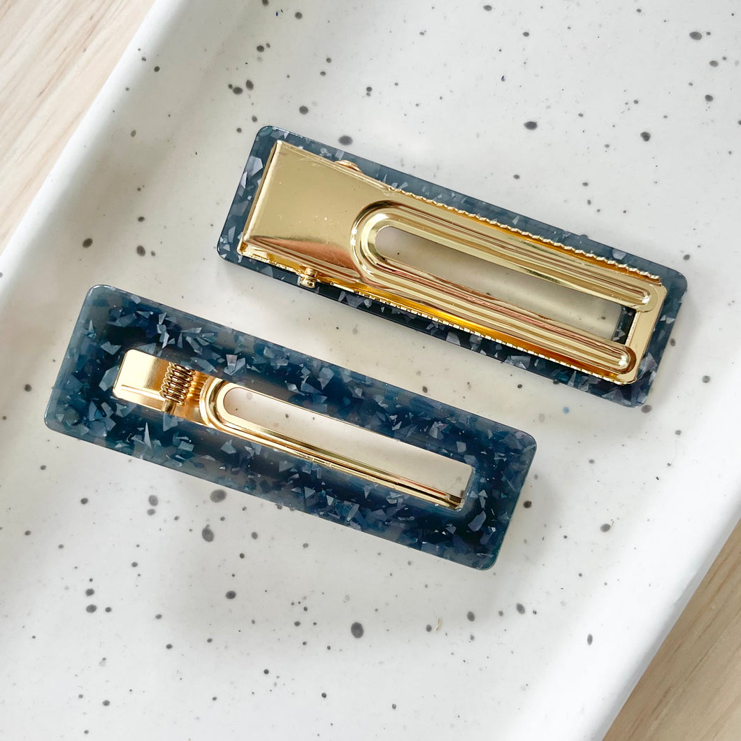 Grey Marble Alligator Clip Set