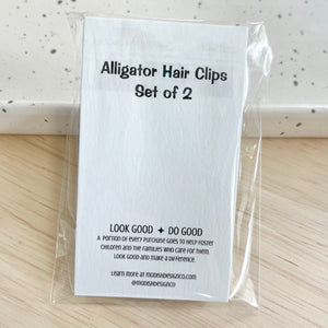 Grey Marble Alligator Clip Set