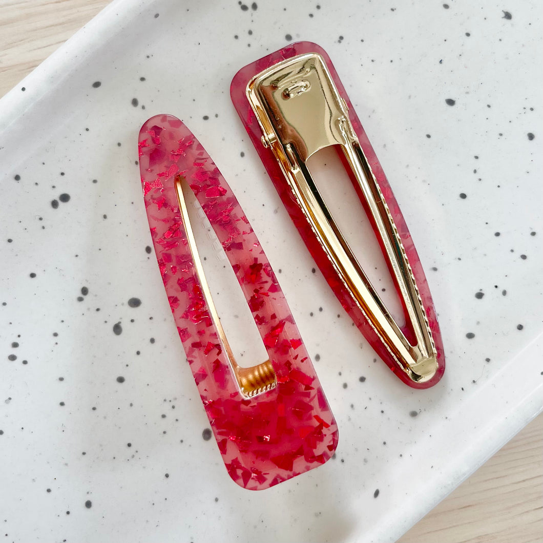 Red Confetti Alligator Clip Set