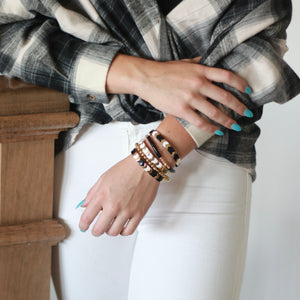 Chevron Tile Bracelet - Gold, White, and Black