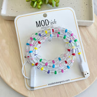 Beaded Phone Charger - Clear Rainbow