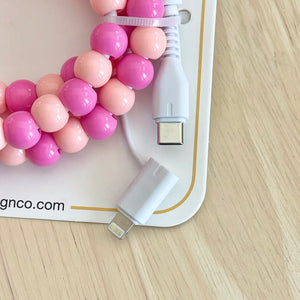 Beaded Phone Charger - Pastel Rainbow