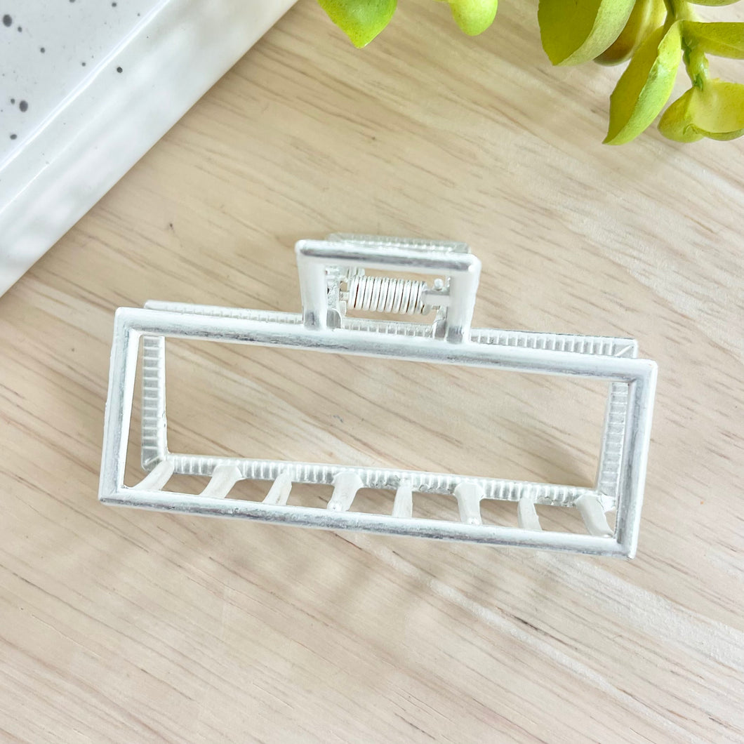 Silver Rectangle Claw Clip
