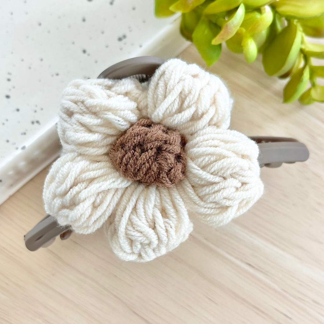Crochet Flower Claw Clip