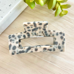 Snow Leopard Rectangle Claw Clip