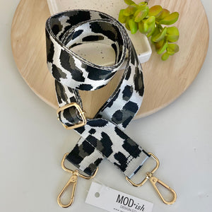 Leopard Bag Strap - Grey