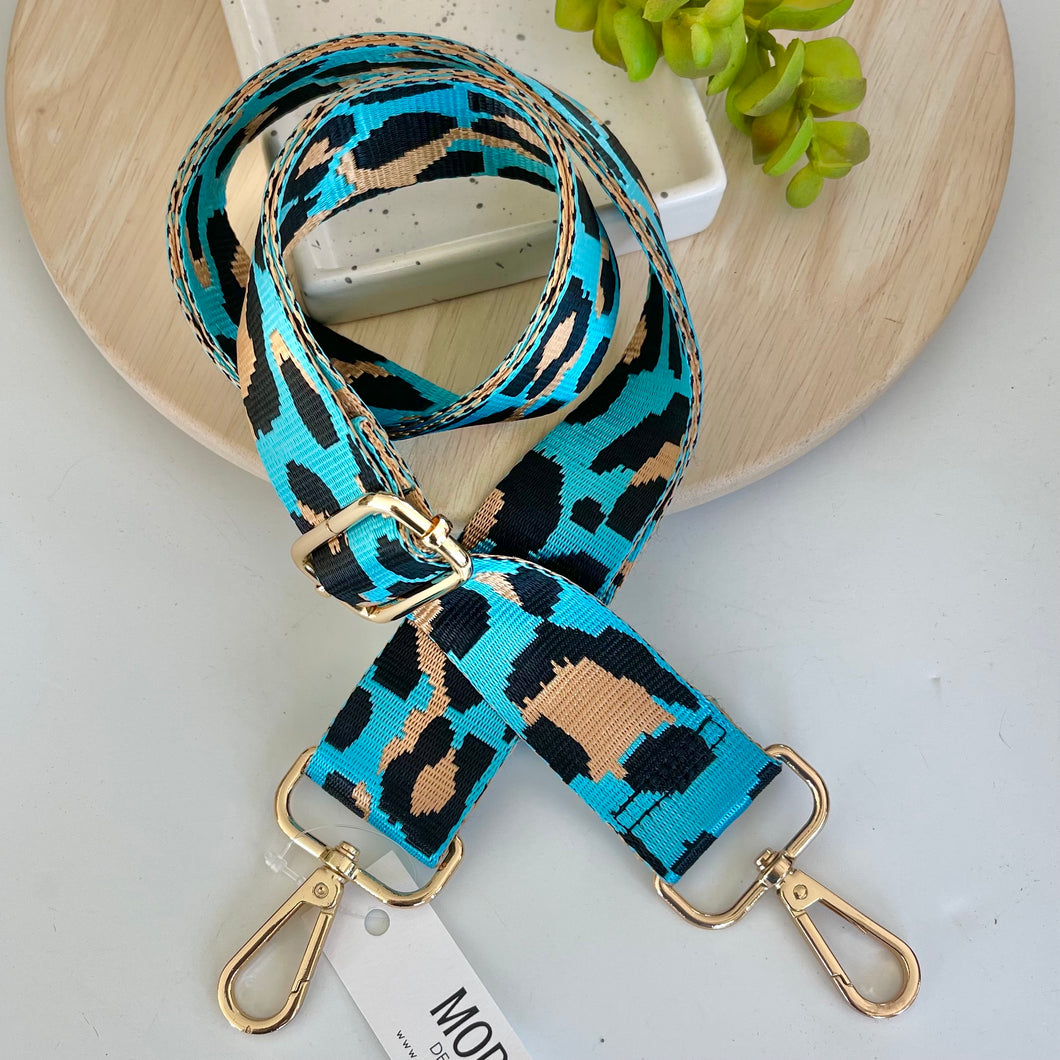 Leopard Bag Strap - Turquoise