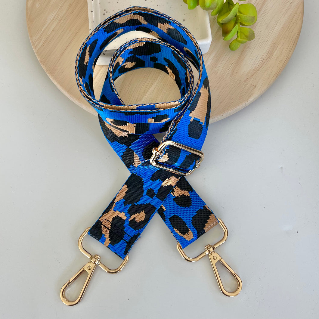 Leopard Bag Strap - Royal Blue