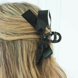 Ribbon Bow Claw Clip - Black