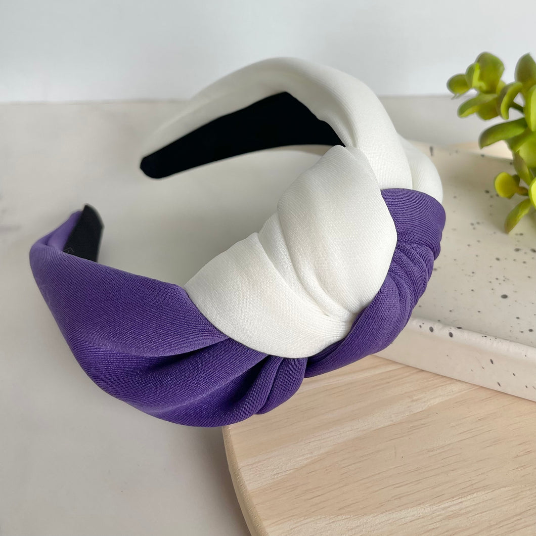 Two Tone Headband - Purple and White