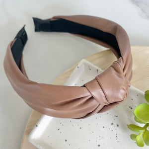 Vegan Leather Headband - Cognac