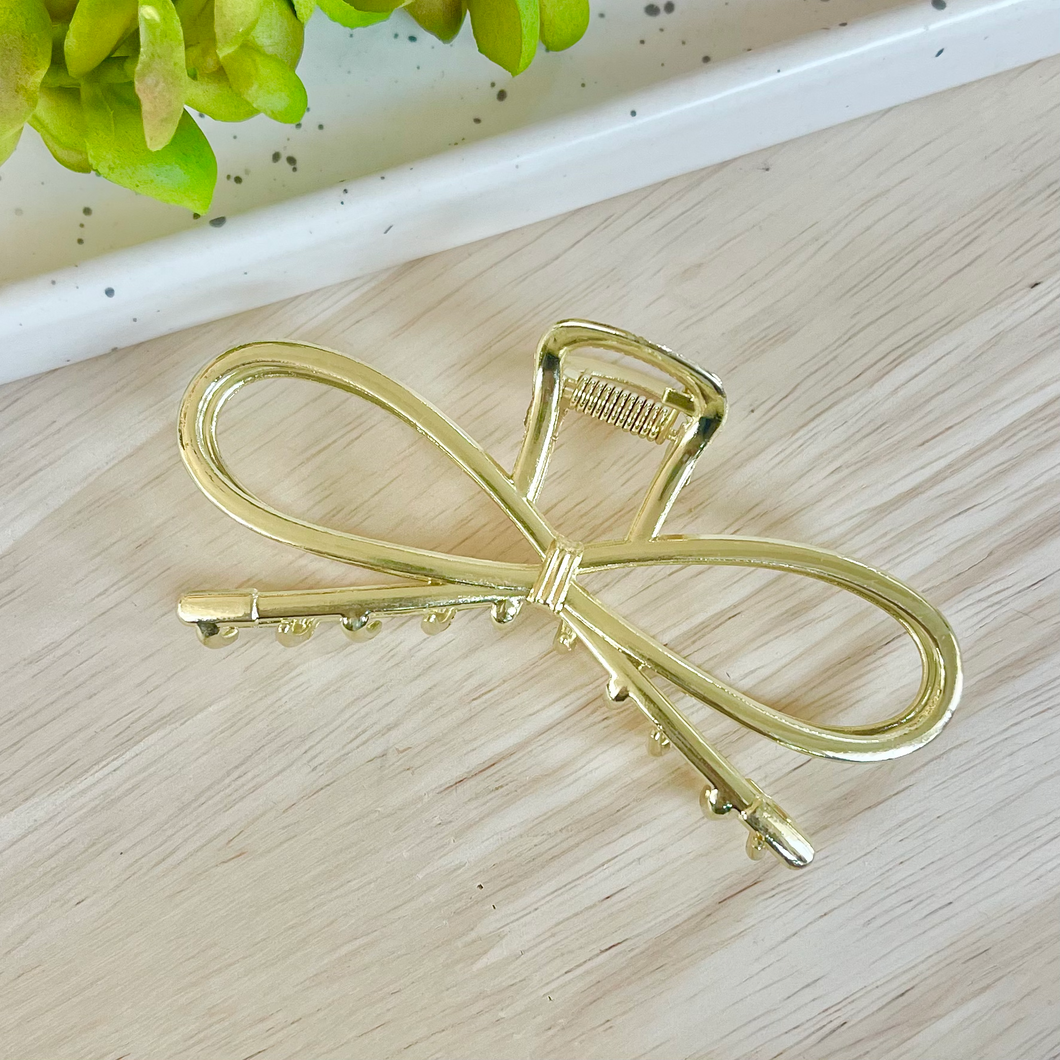Gold Metal Bow Claw Clip