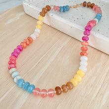Load image into Gallery viewer, Colorful beaded necklace adds a warm pop of color to any outfit.  Great for fall sweaters and cozy vibes.  Pretty, colorful stones are rich and beautiful
