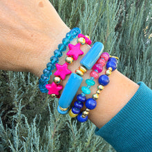 Load image into Gallery viewer, Bright and colorful, this jewel-toned bracelet stack adds a pop of color to your outfit.  Pink, teal, royal blue, and turquoise come together to create a perfect stack.
