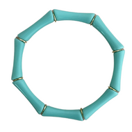 Mint green bamboo shape acrylic beaded stretch bracelet lightweight everyday wear
