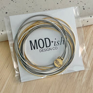 Mixed metal stackable bracelets gold and silver set