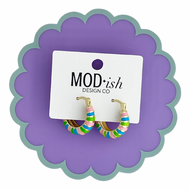 Rainbow pastel enamel hoop earrings 21mm