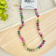 Load image into Gallery viewer, Semi precious gemstone necklace with glass bead spacers
