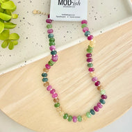 Semi precious gemstone necklace with glass bead spacers