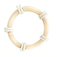 neutral bracelet with wooden texture; perfect for layering and creating interest