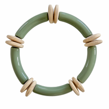 Load image into Gallery viewer, Earth tone beaded bracelet olive green stackable style
