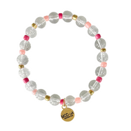 Pink beaded stretch bracelet stackable everyday style