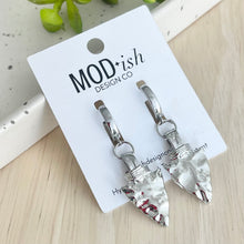 Load image into Gallery viewer, Rhodium plated arrowhead huggie earrings silver
