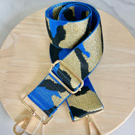 Adjustable camo handbag strap royal blue