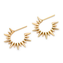 Load image into Gallery viewer, Edgy gold sunburst statement stud earrings

