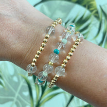 Load image into Gallery viewer, Teal stackable beaded bracelet worn on wrist everyday style
