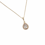 Teardrop CZ Halo Necklace
