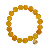 Yellow jade beaded bracelet natural stone stretch style