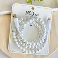 fashion beaded charging cable pearl everyday accessory