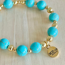 Load image into Gallery viewer, blue turquoise bracelet stackable gold everyday jewelry
