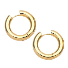 Load image into Gallery viewer, Chunky gold hoops oversized earrings modern look
