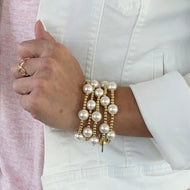 pearl beaded bracelet gold accents elegant jewelry