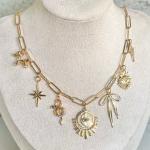 Load image into Gallery viewer, Gold happy go lucky charm necklace lucky symbols

