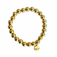 18k gold plated beads on a durable stretch cord creates a comfortable bracelet that is perfect for stacking