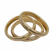 Load image into Gallery viewer, gold bangle bracelet flexible stretch minimalist jewelry
