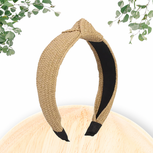 Rattan Woven Headband - Tan