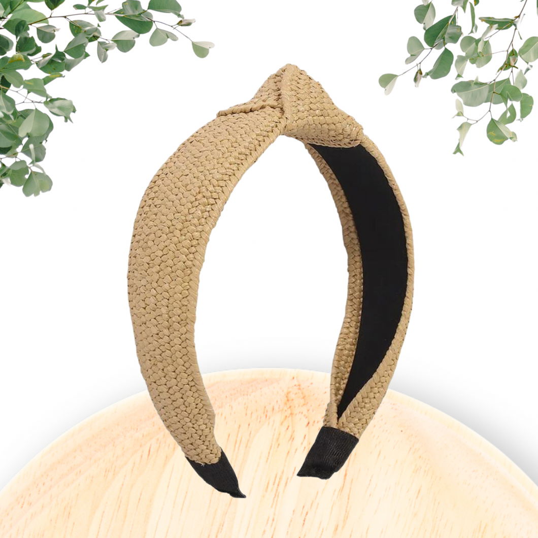 Rattan Woven Headband - Tan