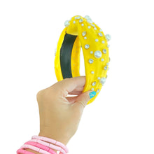 Load image into Gallery viewer, Pearl &amp; Rhinestone Headband - Bright Yellow
