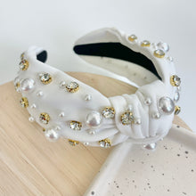 Load image into Gallery viewer, Pearl &amp; Rhinestone Headband - White
